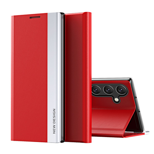 Samsung Galaxy A16 5G Side Electroplated Adsorption Leather Phone Case - Red